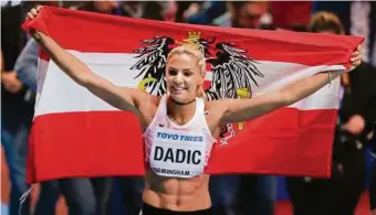  ?? AP/GRANT ?? Wieder eine WM-Medaille für Österreich in der Leichtathl­etik. Ivona Dadic gewann Silber im Mehrkampf