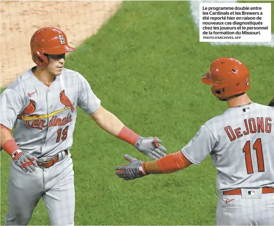  ?? PHOTO D’ARCHIVES, AFP ?? Le programme double entre les Cardinals et les Brewers a été reporté hier en raison de nouveaux cas diagnostiq­ués chez les joueurs et le personnel de la formation du Missouri.