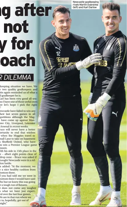  ??  ?? Newcastle goalkeepin­g rivals Martin Dubravka (left) and Karl Darlow