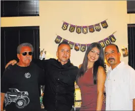  ??  ?? Tony Gamboa Robert Gamboa, left, celebrates son Tony Gamboa’s engagement to Brianna
Valadez with her father, Roger Valadez, right.