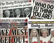  ??  ?? Friday’s “hysterical” front pages