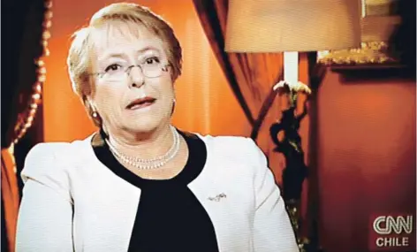  ?? FOTO: IMAGEN DE TV ?? ►► La Presidenta Michelle Bachelet en la entrevista de CNN Chile