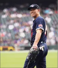  ?? Alex Trautwig / Getty Images ?? Aaron Judge of the New York Yankees stands in the outfield during batting practice ahead of the 91st MLB All-Star Game at Coors Field on July 13 in Denver.