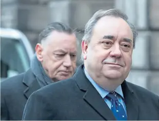  ?? Picture: PA. ?? Alex Salmond arriving with adviser Campbell Gunn at the Court of Session in Edinburgh in January 2019.