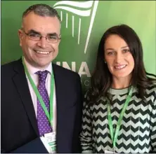  ??  ?? Erin McGreehan who is a Fianna Fail candidate in Dundalk Carlingfor­d with Dara Calleary TD.