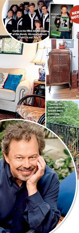  ??  ?? Curtis in his 1984 hit Revenge of the Nerds. His new memoir
(right) is out July 11. “Seeing the view takes my breath away, even now,” Curtis says.
“Elaine’s grandmothe­r bought that piano in New York from a Lincoln Center music school.”