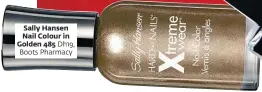  ??  ?? Sally Hansen Nail Colour in Golden 485 Dh19, Boots Pharmacy