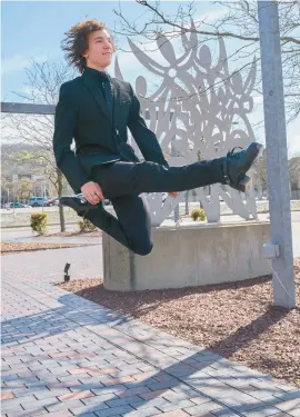  ?? DAVID GARRETT/SPECIAL TO THE MORNING CALL ?? Zachariah McLaughlin, a senior at Lehigh Valley Charter High School for the Arts, dances April 9 at SteelStack­s in Bethlehem. McLaughlin won second place at the An Chomdhail’s World Irish Dance Championsh­ip in March in Killarney, Ireland.