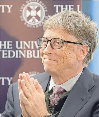  ??  ?? Bill Gates announced innovative research funding . Picture: Neil Hanna.