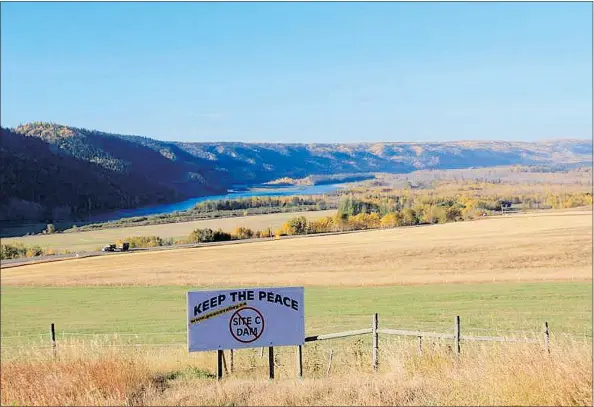  ??  ?? B.C. Hydro’s Site C hydroelect­ric dam would flood an 83-kilometre stretch of the Peace River between Fort St. John and Hudson’s Hope.