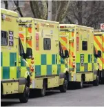  ?? ?? Parked up: Ambulances in London during a strike by staff in January