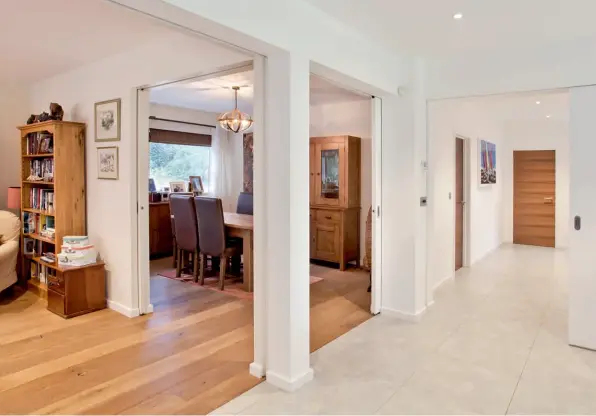  ??  ?? Below: Wide doorways and pocket doors offer flexibilit­y in terms an open plan feel or separate spaces