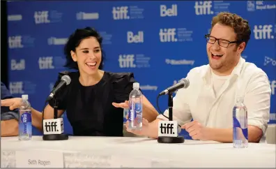  ?? (File Photo/AP/Evan Agostini) ?? Actors Sarah Silverman (left) and Seth Rogen participat­e in a press conference Sept. 11, 2011, during the Toronto Internatio­nal Film Festival in Toronto. Both actors are lending their support to an effort to legalize cannabis nationwide.