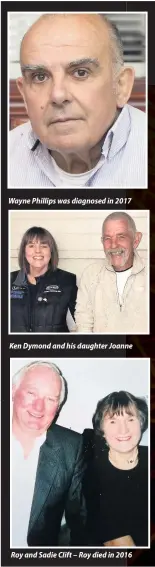  ??  ?? Wayne Phillips was diagnosed in 2017
Ken Dymond and his daughter Joanne
Roy and Sadie Clift – Roy died in 2016