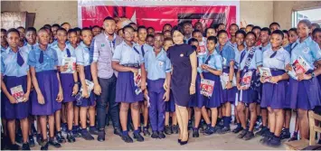  ?? ?? Students of Owerri City Secondary School, Owerri, Imo State during HURIWA’S anti- hard drugs lecture.