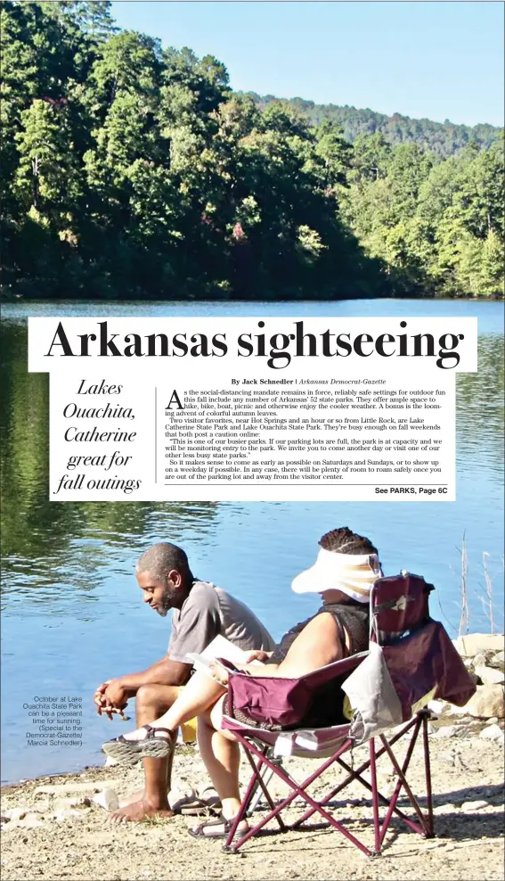  ??  ?? October at Lake Ouachita State Park can be a pleasant time for sunning. (Special to the Democrat-Gazette/ Marcia Schnedler)