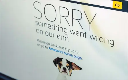  ?? RICHARD B. LEVINE TNS ?? The Amazon website fails to load during its Prime Day sale on Monday. This is the fourth year that Amazon is offering bargains to Amazon Prime shoppers. Shoppers were expected to spend US$3.4 billion on Amazon during the promotion.
