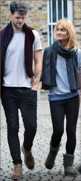  ??  ?? Friends: Jay McGuiness and Aliona Vilani leave rehearsals in October