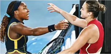  ?? ?? END OF THE ROAD . . . Coco Gauff’s Australian Open dream ended against Aryna Sabalenka (right) in the semi-finals yesterday