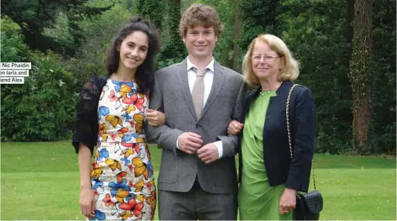  ??  ?? Caoilfhion­n Nic Phaidin with her son Iarla and his girlfriend Alex