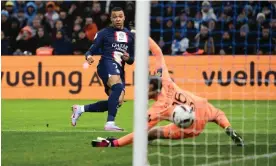  ?? Christophe Simon/AFP/Getty Images ?? Kylian Mbappé scored twice and set up the third as PSG beat Marseille 3-0. Photograph: