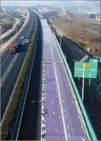  ?? PROVIDED TO CHINA DAILY ?? An aerial view of the world’s first photovolta­ic expressway during constructi­on in Jinan, East China's Shandong province. The emphasis on intellectu­al property rights is growing alongside innovative breakthrou­ghs in China.