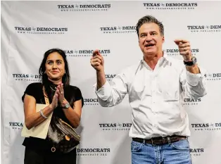  ?? Sam Owens/Staff photograph­er ?? State Sen. Roland Gutierrez, D-San Antonio, talks this month in Austin with his wife, Sarah, nearby. Gutierrez hopes to challenge Republican U.S. Sen. Ted Cruz next November.