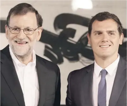  ?? Foto: dpa ?? Mariano Rajoy hat in Albert Rivera einen Verhandlun­gspartner gefunden.