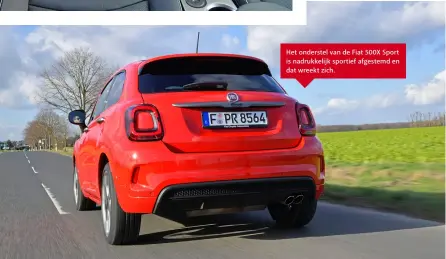  ??  ?? Het onderstel van de Fiat 500X Sport is nadrukkeli­jk sportief afgestemd en dat wreekt zich.