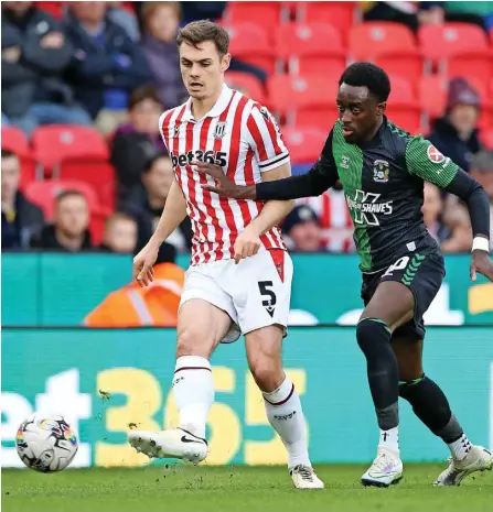  ?? ?? ON THE BALL: Stoke City defender Michael Rose plays a pass in the home defeat by Coventry at the weekend.