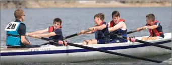  ??  ?? Flesk Valley U-14 Boys at the Kerry County Coastal Rowing Championsh­ips at Fenit Harbour