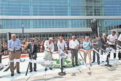  ?? MICHAEL SEARS / MILWAUKEE JOURNAL SENTINEL ?? The Milwaukee Bucks’ new Fiserv Forum celebrated its grand opening Sunday with speeches, ribbon cutting, food, music and the public touring the building.