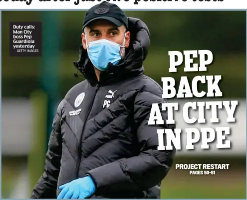  ?? GETTY IMAGES ?? Duty calls: Man City boss Pep Guardiola yesterday