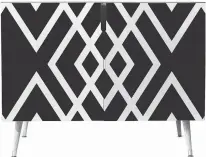  ?? ALLMODERN.COM ?? Baltic birch Wade Logan Jesse accent cabinet has a bold pattern that adds punch to this piece.