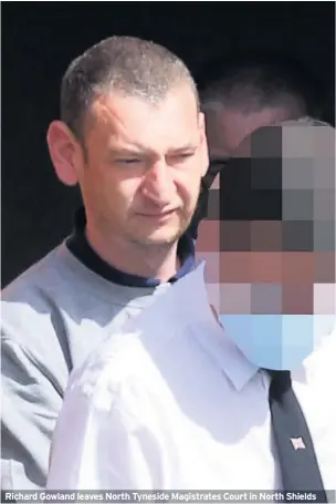 ??  ?? Richard Gowland leaves North Tyneside Magistrate­s Court in North Shields