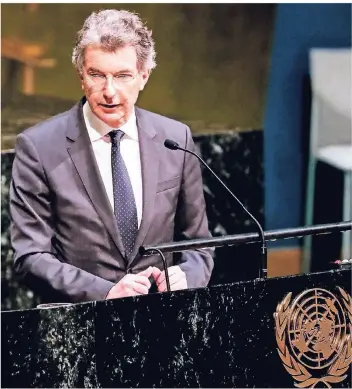  ?? FOTO: DPA ?? Der Neusser Christoph Heusgen bei einer Rede vor den Vereinten Nationen in New York.