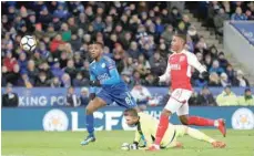  ?? — Reuters ?? Leicester City’s Kelechi Iheanacho scores their second goal after a VAR (Video Assistant Referee) decision.