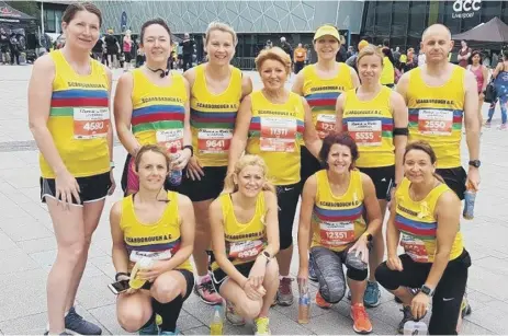  ??  ?? The Scarboroug­h AC runners at the Liverpool Rock & Roll road races