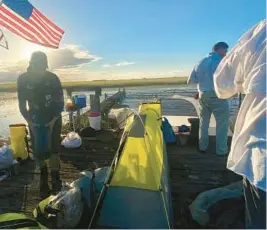  ?? ?? Morning at the second campsite of the 2022 Willoughby Expedition. The crew’s goal was to collect scientific informatio­n on the watershed and compare it to Willoughby’s pure baseline data. They would also look for new modern contaminan­ts such as microplast­ics, pharmaceut­icals and cocaine.cOURTESY