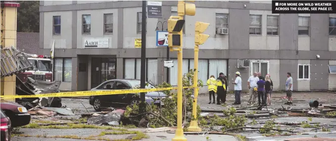  ?? HERALD PHOTOS BY RYAN MCBRIDE ?? ‘IT WAS WILD’: Buildings on Main Street in Webster, top and center, are knocked down after being condemned following tornado damage. The rare twister left 25 people homeless and thousands without power.