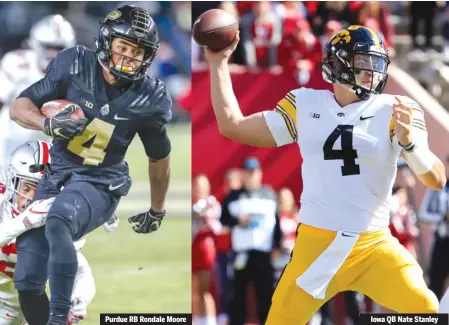  ??  ?? Purdue RB Rondale Moore Iowa QB Nate Stanley