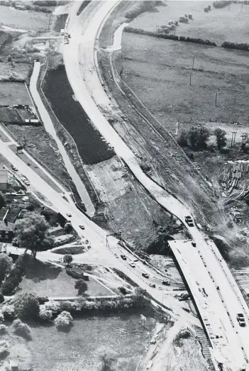  ??  ?? Aerial View Fletton Parkway has been in the news after improvemen­ts went over budget costing city taxpayers an extra £5m. This picture taken in 1984 shows the section with the Stanground interchang­e .