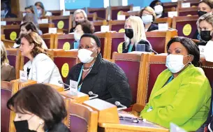  ?? Pictures: John Manzongo ?? First Lady Auxillia Mnangagwa and Senate president Mable Chinomona follow proceeding­s during the official opening of the Third Eurasian Women’s Forum by Russian President Vladimir Putin in St Petersburg, Russia, on Thursday.—