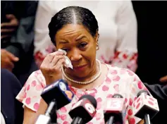  ?? Associated Press ?? ■ Lisa Berry wipes a tear Tuesday during a news conference regarding the July 19 duck boat accident in Indianapol­is. A second lawsuit has been filed by members of her family, who lost nine relatives when the boat sank near Branson, Mo., killing 17...