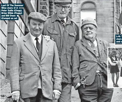  ?? ?? last Of The Summer Wine stars: (l-r) Peter Sallis (Clegg), Brian Wilde (Foggy) and Bill Owen (Compo) on set