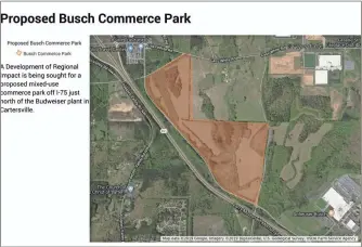  ??  ?? A map showing the proposed site for the Busch Commerce Park.