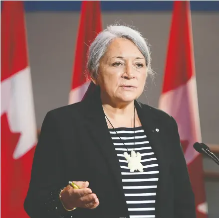  ?? SEAN KILPATRICK / THE CANADIAN PRESS ?? Mary Simon, an Inuk leader and former Canadian diplomat, has been named as Canada’s next Governor General. While she is fluent in Inuktitut and English, she is unable to speak French.