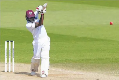  ?? Picture: Reuters ?? CLASSY. West Indies batsman Jermaine Blackwood punches the ball to the boundary during the final day of the first Test against England at the Rose Bowl yesterday.