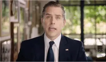  ?? GETTY imAgES ?? A LIABILITY? Hunter Biden, son of Democratic presidenti­al nominee Joe Biden, addresses the virtual Democratic convention on Aug. 20. He’s been paid millions by Ukrainian and Chinese companies despite having been in and out of several addiction recovery programs.