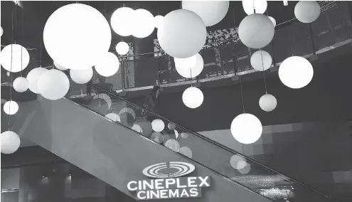  ?? NATHAN DENETTE / THE CANADIAN PRESS FILES ?? Cineplex Inc. reported $27.2 million net income in the fourth quarter, down from $28.8 million a year earlier, as attendance at its theatres declined. President and chief executive officer Ellis Jacob, however, expects Captain Marvel — out in March — to boost ticket sales for the current quarter.